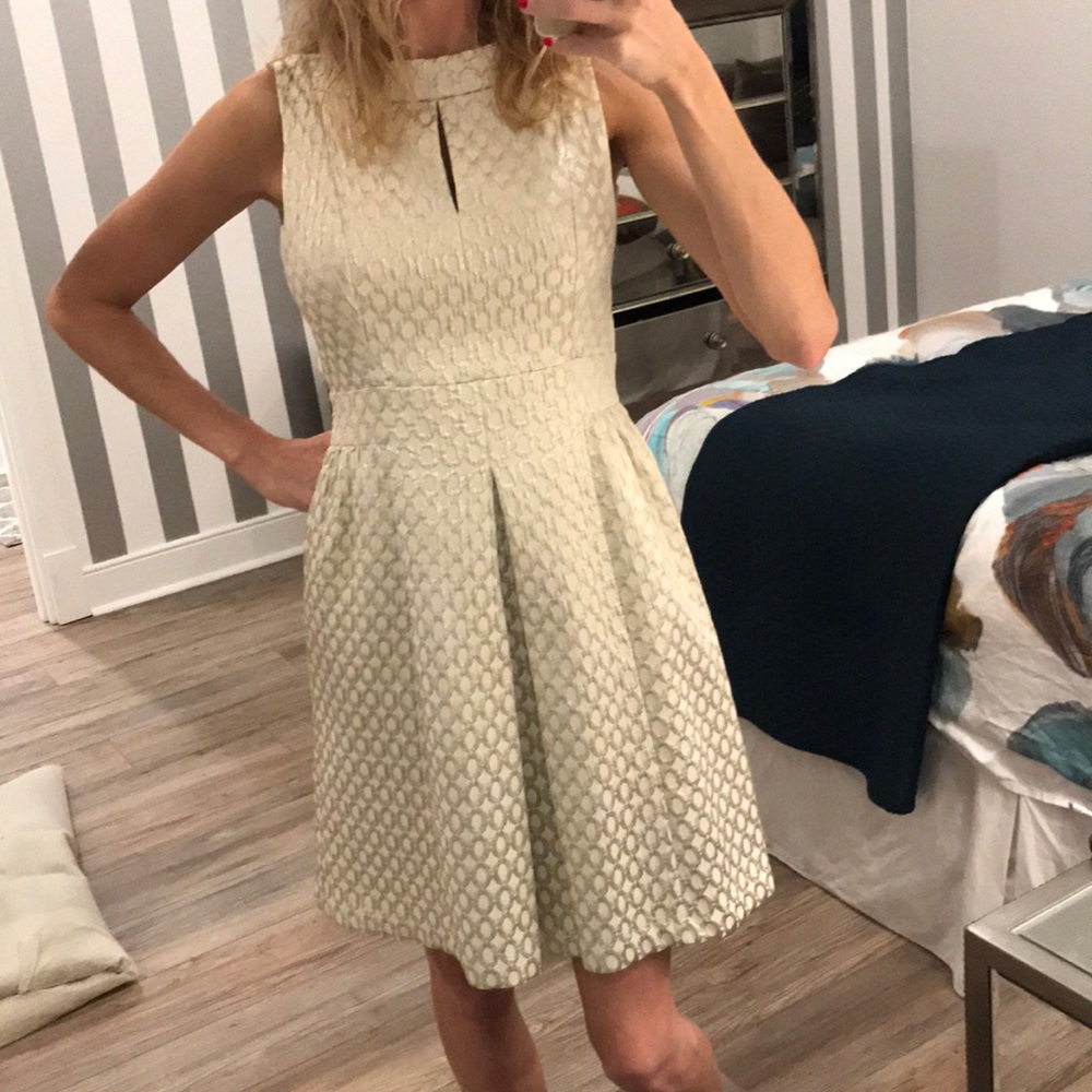 Ralph Lauren gold and cream peplum dress - Picture 3 of 5